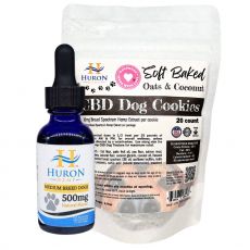 Huron Hemp - Dog CBD Oil & Cookies Bundle - Medium Breed 25-65 lbs.